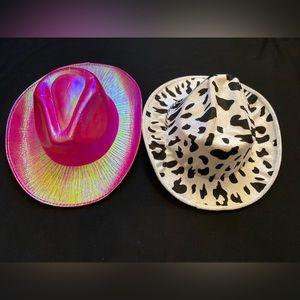 Fun Pink-Holographic and Cow Print Cowgirl Hats